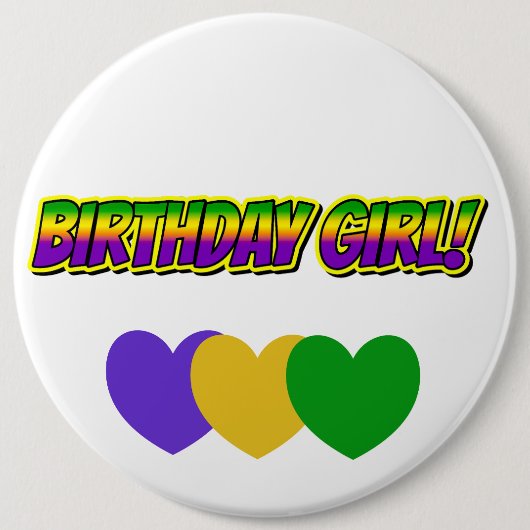Mardi Gras Verjaardagsmeisje! Ronde Button 6,0 Cm (Voorkant)