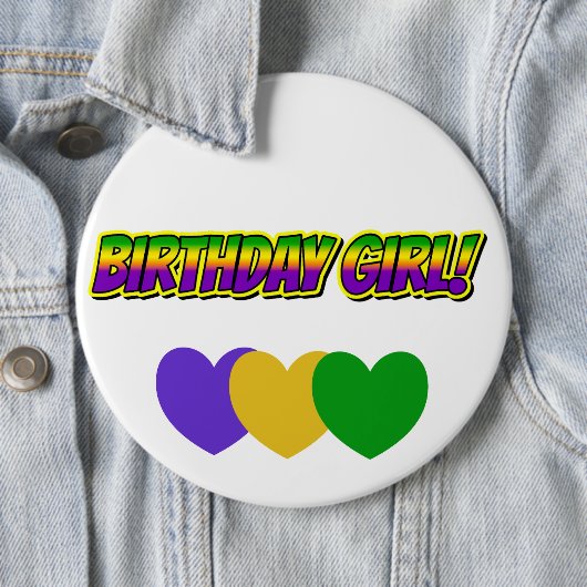Mardi Gras Verjaardagsmeisje! Ronde Button 6,0 Cm (In situ)
