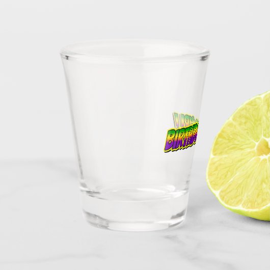 Mardi Gras Verjaardagsmeisje! Shot Glas (Links)