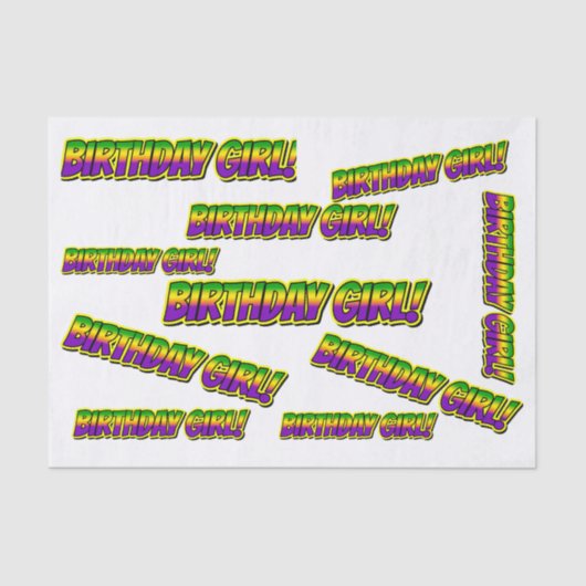 Mardi Gras Verjaardagsmeisje! Tissuepapier (Voorkant)