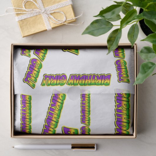 Mardi Gras Verjaardagsmeisje! Tissuepapier (Geschenk)