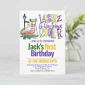 Mardi Gras verjaardagsuitnodiging Kaart (Staand voorkant)