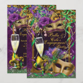 Mardi Gras Verlovingsfeest Uitnodiging (Voorkant / Achterkant)