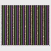 Mardi Gras Vertical Lines Golden Glitter NOLA Cadeaupapier (Vlak)