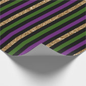 Mardi Gras Vertical Lines Golden Glitter NOLA Cadeaupapier (Hoek)