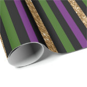 Mardi Gras Vertical Lines Golden Glitter NOLA Cadeaupapier (Rol Hoek)