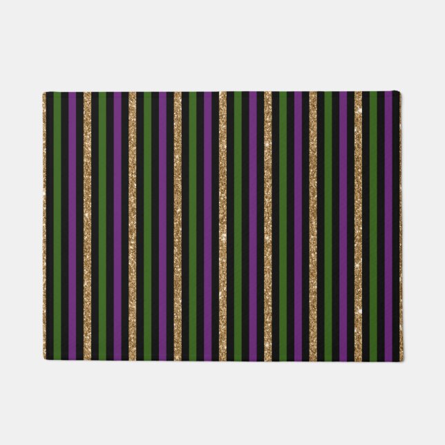 Mardi Gras Vertical Lines Golden Glitter NOLA Deurmat (Voorkant)