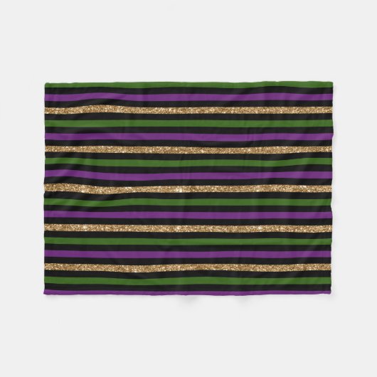 Mardi Gras Vertical Lines Golden Glitter NOLA Fleece Deken (Voorkant (Horizontaal))