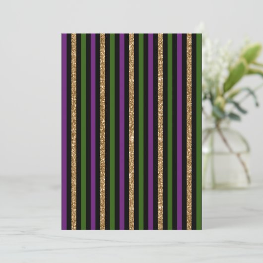 Mardi Gras Vertical Lines Golden Glitter NOLA Kaart (Staand voorkant)