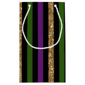 Mardi Gras Vertical Lines Golden Glitter NOLA Klein Cadeauzakje (Achterkant)