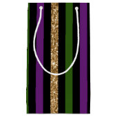 Mardi Gras Vertical Lines Golden Glitter NOLA Klein Cadeauzakje (Voorkant)