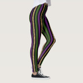 Mardi Gras Vertical Lines Golden Glitter NOLA Leggings (Rechts)