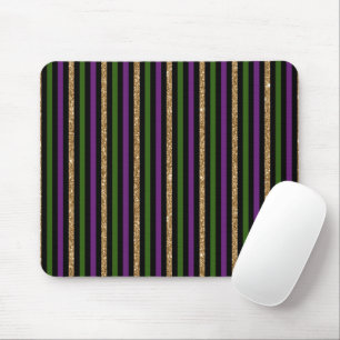 Mardi Gras Vertical Lines Golden Glitter NOLA Muismat
