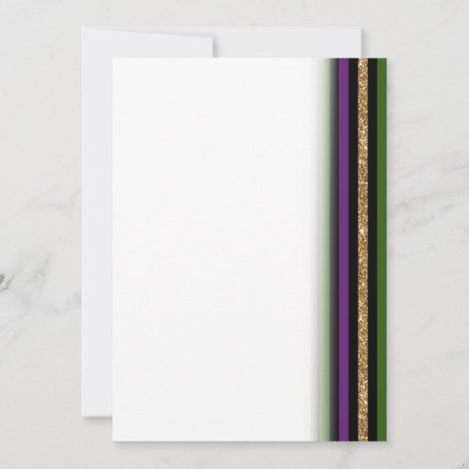 Mardi Gras Vertical Lines Golden Glitter NOLA Save The Date (Voorkant)