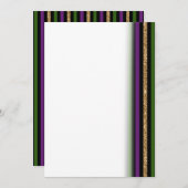 Mardi Gras Vertical Lines Golden Glitter NOLA Save The Date (Voorkant / Achterkant)