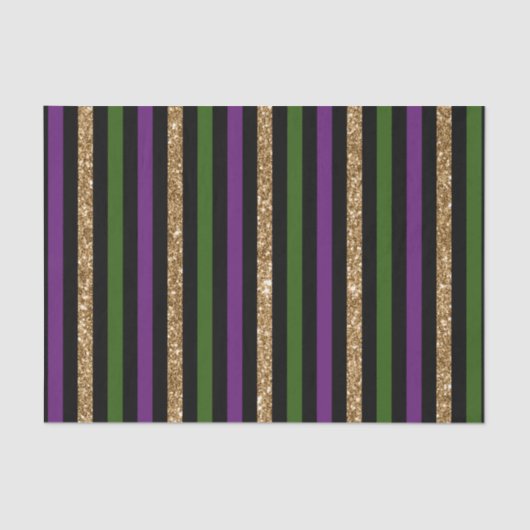 Mardi Gras Vertical Lines Golden Glitter NOLA Tissuepapier (Voorkant)