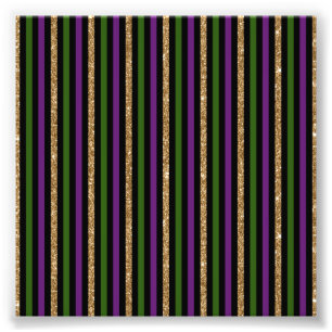 Mardi Gras Verticale Lijnen Gouden Glitters NOLA Foto Afdruk