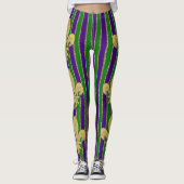 Mardi Gras Verticale Stripes & Fleur de Lys Leggings (Voorkant)