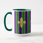 Mardi Gras Verticale Stripes & Fleur de Lys Mok (Links)