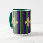 Mardi Gras Verticale Stripes & Fleur de Lys Mok (Voorkant links)