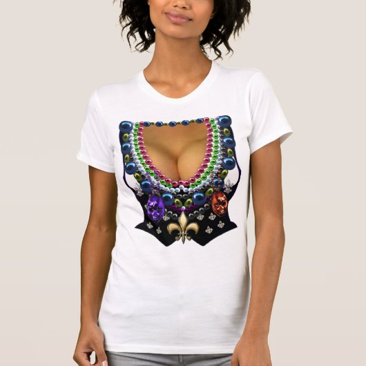 Mardi Gras Vest met kralen T-shirt (Voorkant)