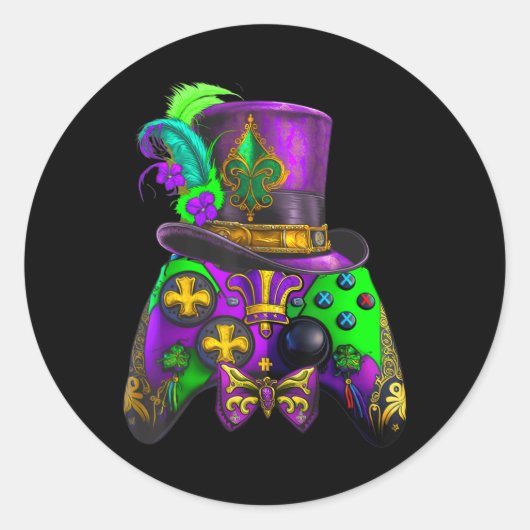 Mardi Gras Video Game Controller E sport voor kind Ronde Sticker (Voorkant)