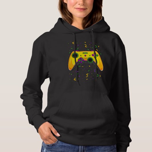 Mardi Gras Video Game Controller Jester Hat Costum Hoodie (Voorkant)