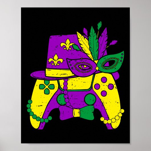 Mardi Gras Video Game Controller Jester Hat Costum Poster (Voorkant)