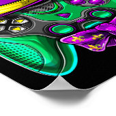 Mardi Gras Video Game Controller Jester Hat Costum Poster (Hoek)