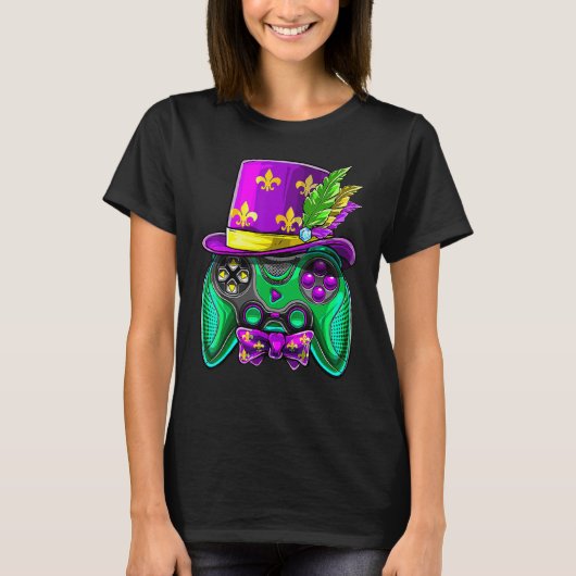 Mardi Gras Video Game Controller Jester Hat Costum T-shirt (Voorkant)