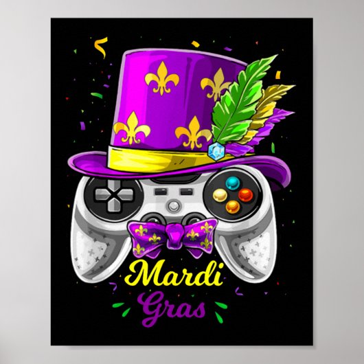 Mardi Gras Video Game Controller Jester Mask Costu Poster (Voorkant)