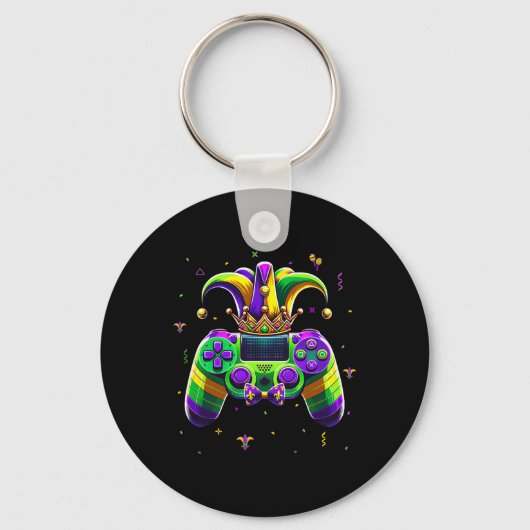 Mardi Gras Video Game Controller Jester Pet Boy Ki Sleutelhanger (Voorkant)