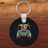 Mardi Gras Video Game Controller Jester Pet Boy Ki Sleutelhanger (Voorkant)