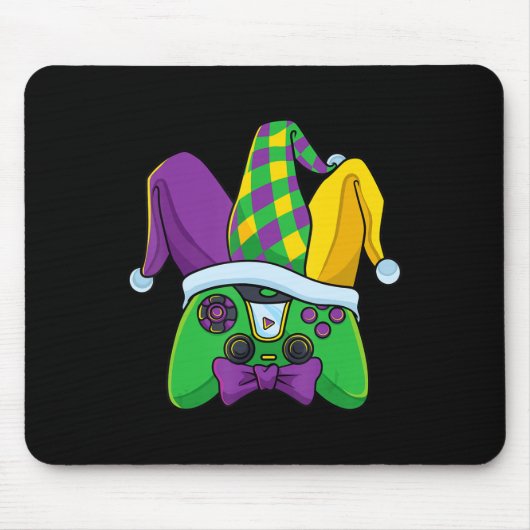 Mardi Gras Video Game Controller Jester Pet Costum Muismat (Voorkant)
