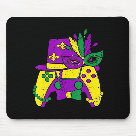 Mardi Gras Video Game Controller Jester Pet Costum Muismat (Voorkant)