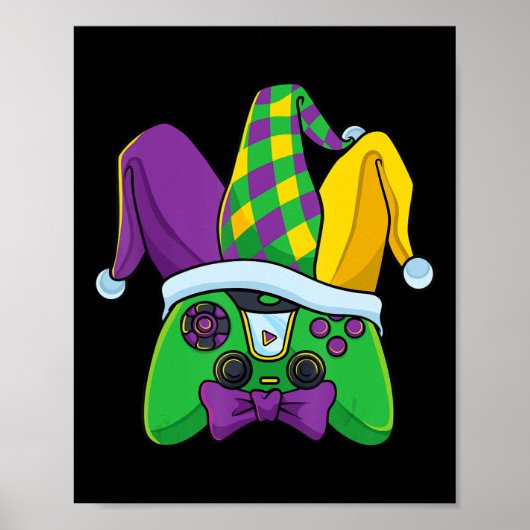 Mardi Gras Video Game Controller Jester Pet Costum Poster (Voorkant)