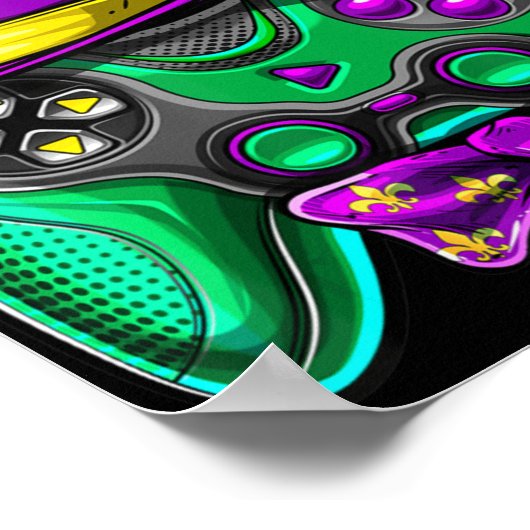 Mardi Gras Video Game Controller Jester Pet Costum Poster (Hoek)