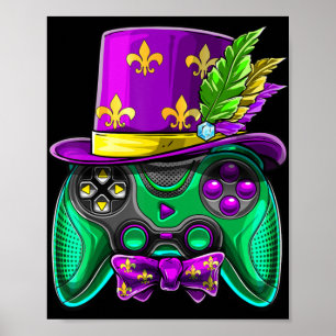 Mardi Gras Video Game Controller Jester Pet Costum Poster