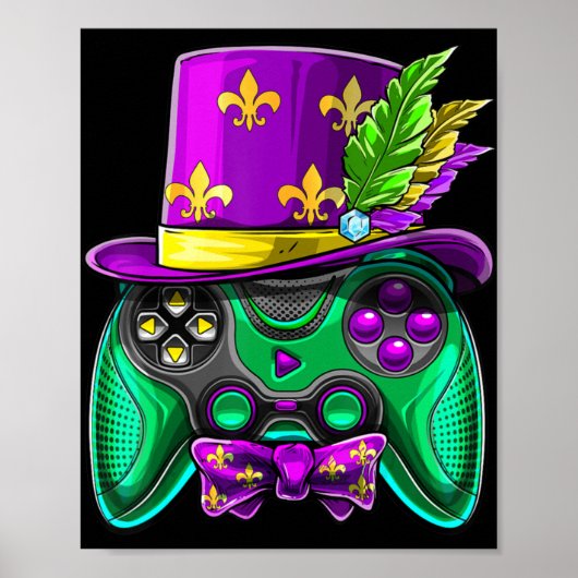 Mardi Gras Video Game Controller Jester Pet Costum Poster (Voorkant)