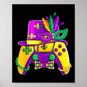 Mardi Gras Video Game Controller Jester Pet Costum Poster