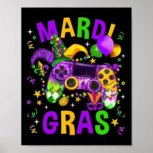 Mardi Gras Video Game Controller Jester Pet Costum Poster (Voorkant)