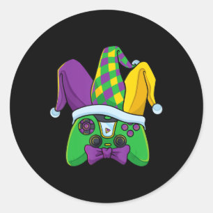 Mardi Gras Video Game Controller Jester Pet Costum Ronde Sticker
