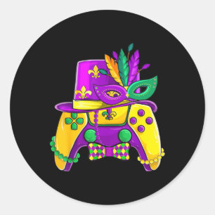 Mardi Gras Video Game Controller Jester Pet Costum Ronde Sticker