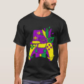 Mardi Gras Video Game Controller Jester Pet Costum T-shirt (Voorkant)