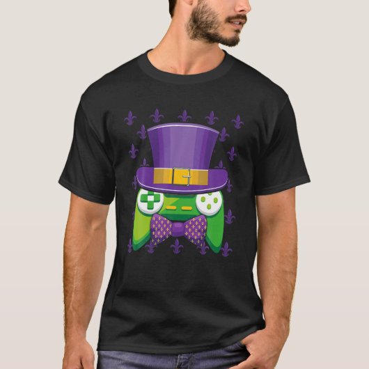 Mardi Gras Video Game Controller Jester Pet Costum T-shirt (Voorkant)