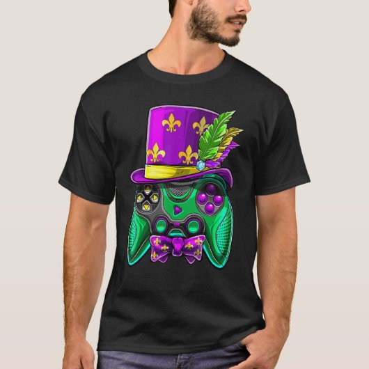 Mardi Gras Video Game Controller Jester Pet Costum T-shirt (Voorkant)