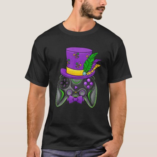 Mardi Gras Video Game Controller Jester Pet Costum T-shirt (Voorkant)