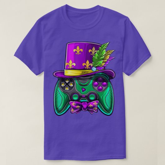 Mardi Gras Video Game Controller Jester Pet Costum T-shirt (Design voorkant)