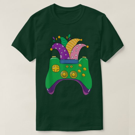 Mardi Gras Video Game Controller Jester Pet Gamer T-shirt (Design voorkant)