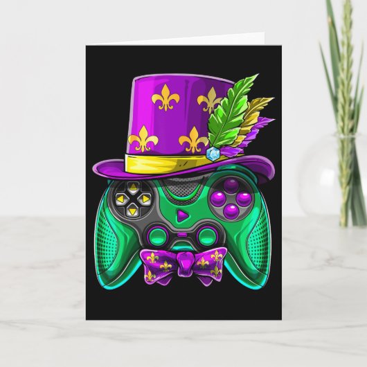 Mardi Gras Videogame Controller Narrenhoed Kostuum Kaart (Voorkant)